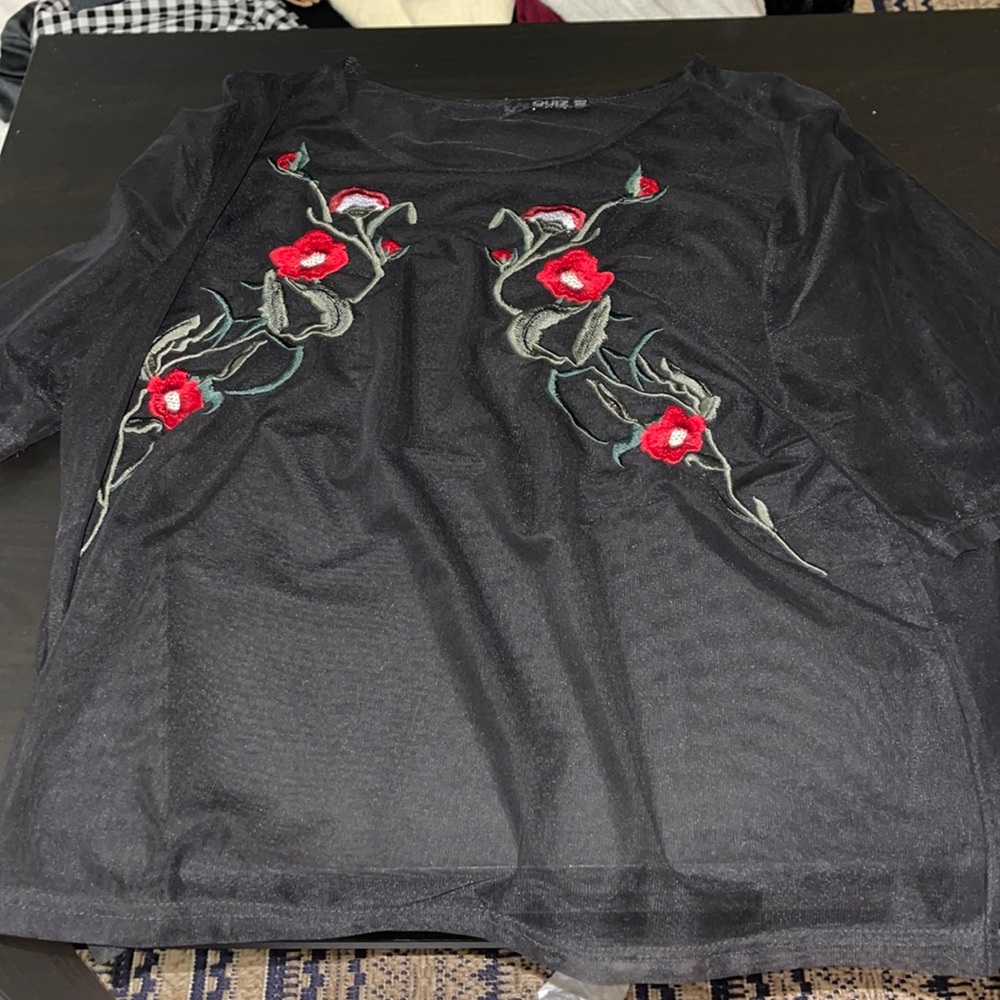 Sheer black floral top